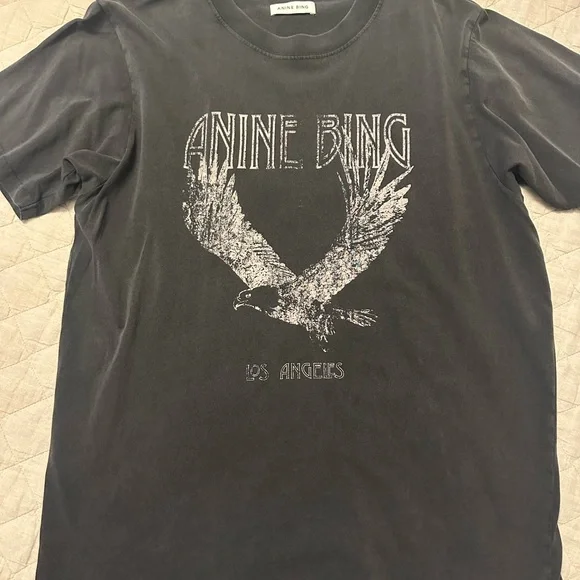 Gently worn Anine Bing Charcoal Crew Neck Tee - Picture 2 of 8